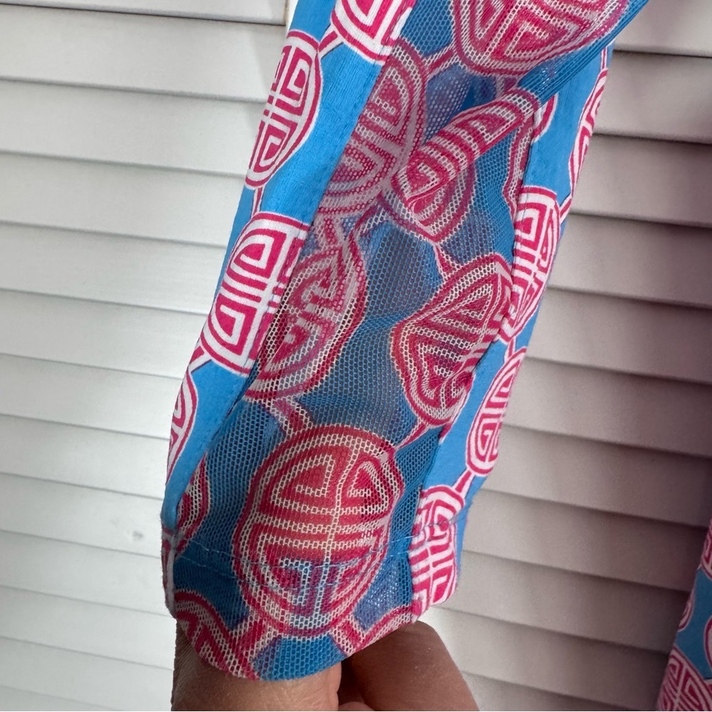 Ibkul Long Sleeve 1/4 Zip Crew Neck Dress Blue Pink Medallion Print Size Small - Picture 6 of 8